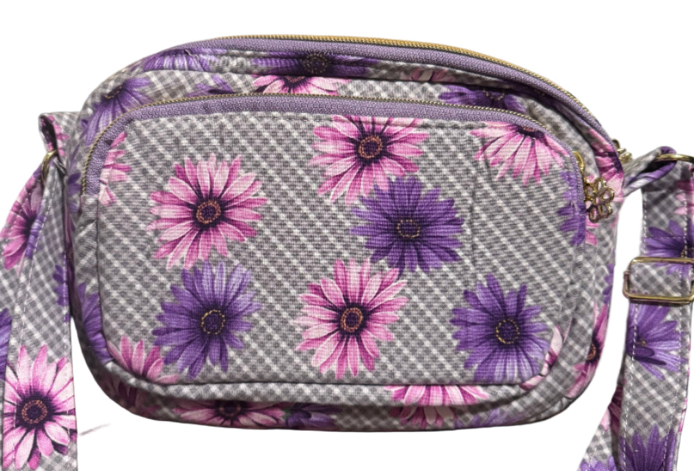 Grey Checker Floral Vibe Bag
