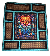 Radiant Flame Stain Glass 68 x 76 Quilt