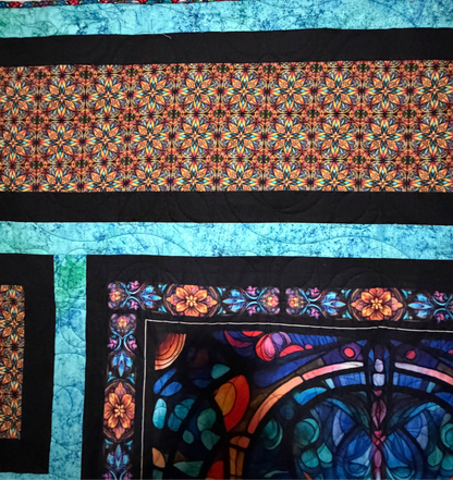 Radiant Flame Stain Glass 68 x 76 Quilt