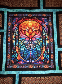 Radiant Flame Stain Glass 68 x 76 Quilt