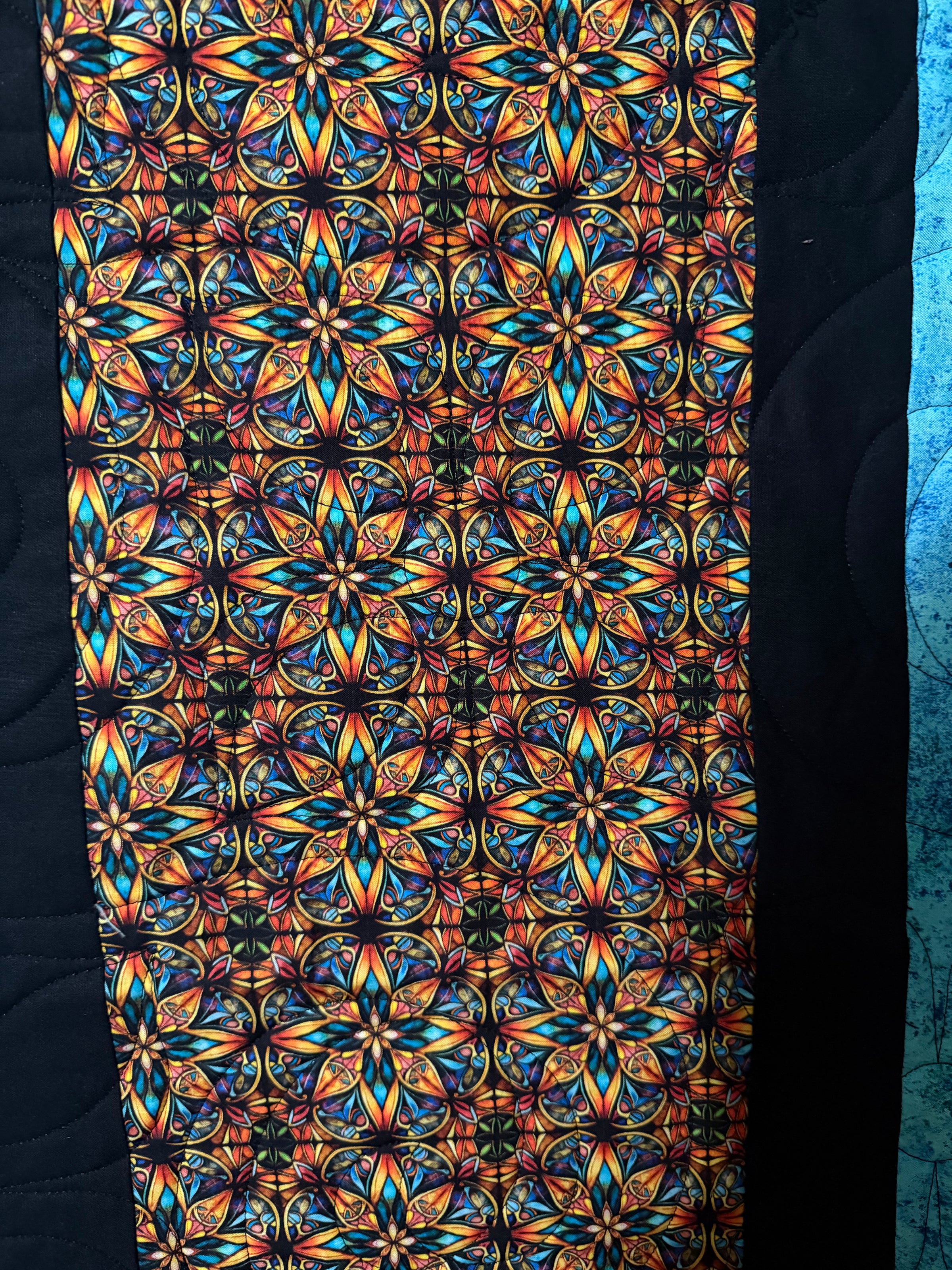 Radiant Flame Stain Glass 68 x 76 Quilt