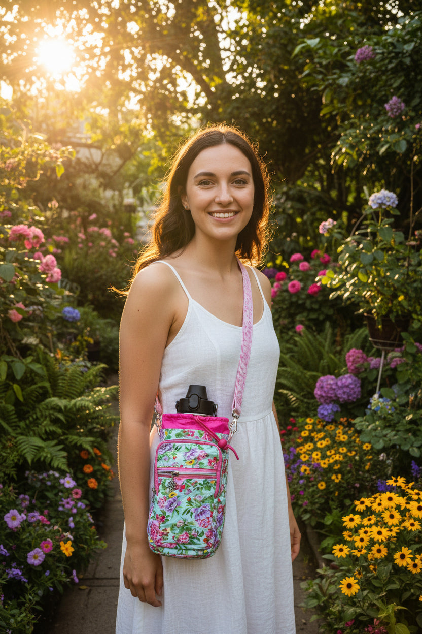 Peony Pop Flow Water Bottle Bag
