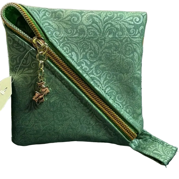 Sea Green Scrolls Coin/Gift Card Pouch 4"
