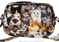 Kitten Cuddle Vibe XL crossbody bag with its adjustable strap in quilted kitten fabric