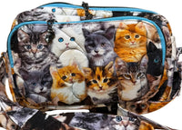 Kitten Cuddle Vibe XL crossbody bag with its adjustable strap in quilted kitten fabric